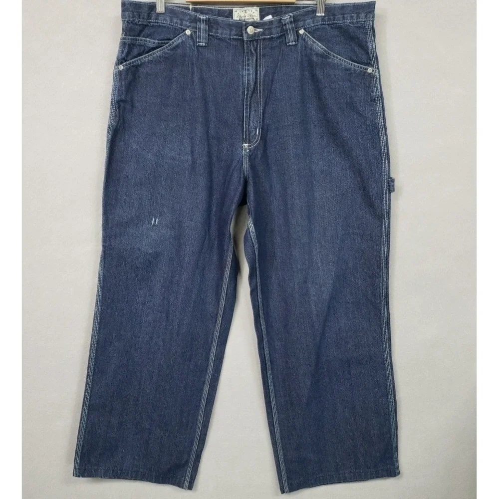 Liberty Blues Mens 42x30 Carpenter Jeans Dark Wash Blue Relaxed Fit Workwear